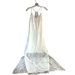 Available by Angela Womens Dress Maxi White Side Zip Embroidered  Size L